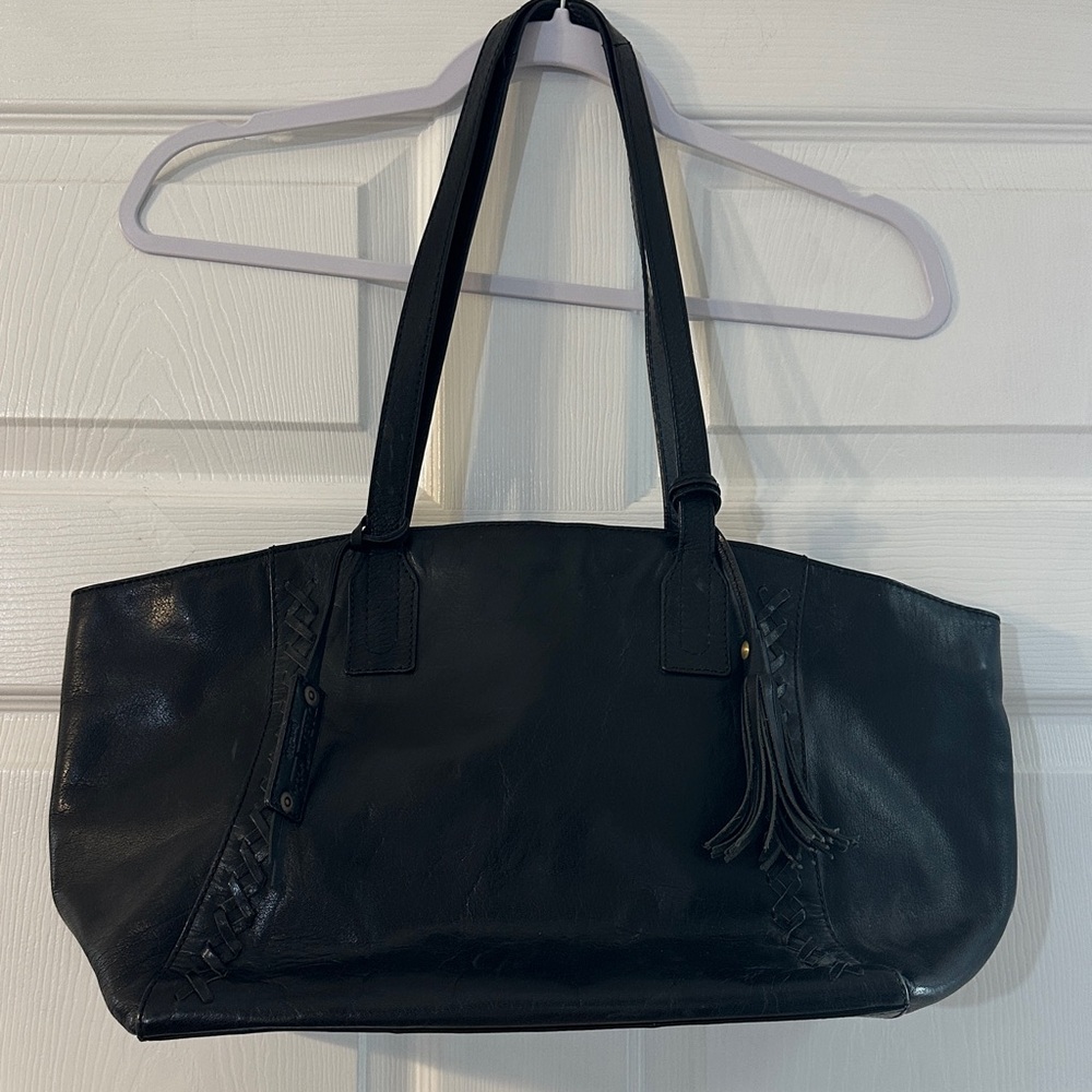 Large Diba True Black Leather Tote Bag